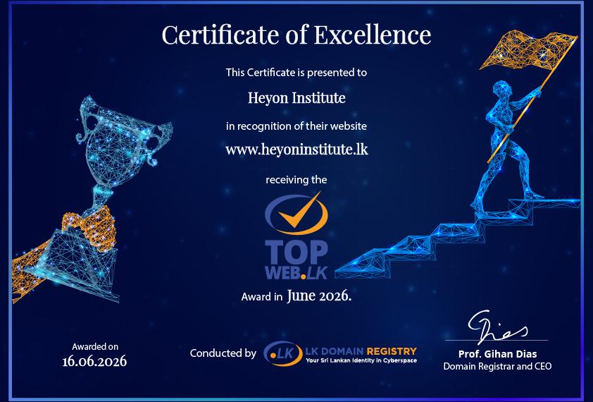 Great news! www.heyoninstitute.lk has earned the TopWeb.LK Certificate of Excellence for June 2026! 🏆✨